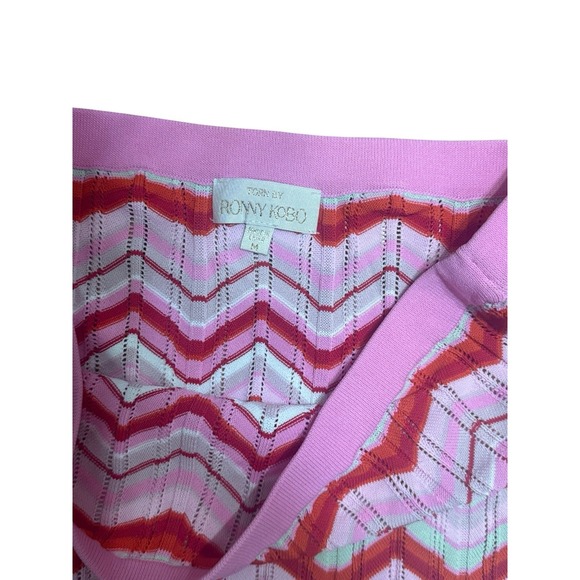 Torn by Ronny Kobo Medium Chevron Print Scallop Hem Knit Crochet Skirt NEW - Picture 3 of 6